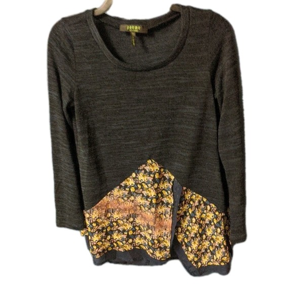 Poeme by Citron Navy Lightweight Knit Tunic With Silky Semi-sheer Split Layers.S - Picture 1 of 5